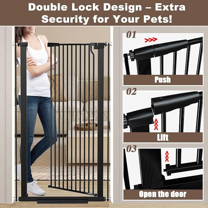 Fairy Baby 51.18" Extra Tall Pet Cat Gate, 48.5"-56.2" Extra Wide Baby Gate - Image 4