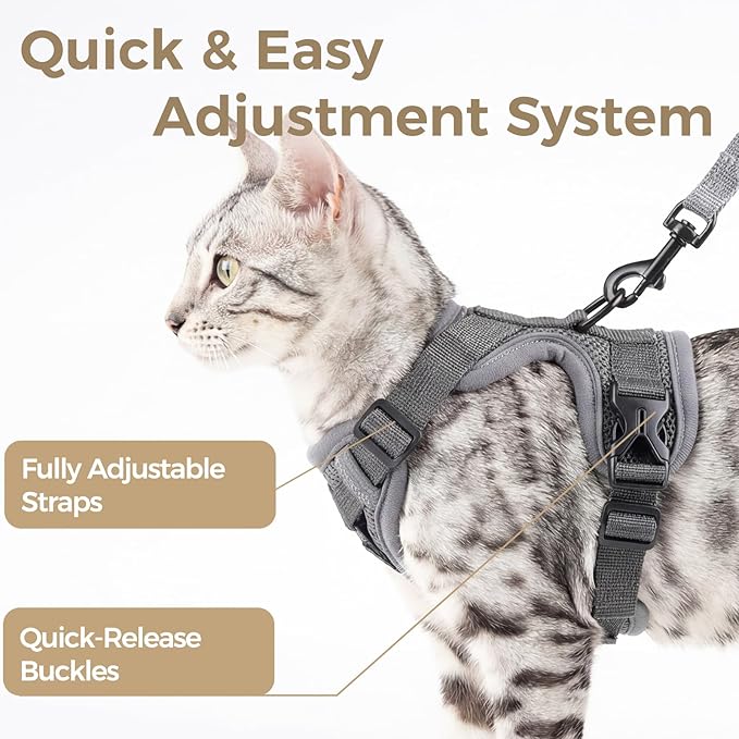 Cat Harness and Leash Set Escape Proof Tactical Large Kitten Harness Emotional - Image 4