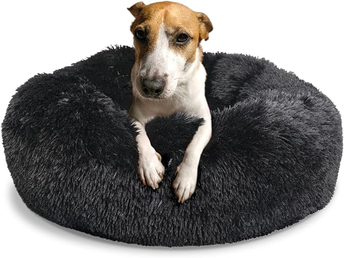 Calming Donut Dogs Beds for Medium Dogs up to 45 lb, 30inch Anti-Slip Plush by nononfish
