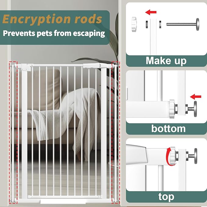 40.55" Tall, 30.11-34.05 Inch Wide, 1.37" Ultra Narrow Spacing Dog Pet Baby - Image 7