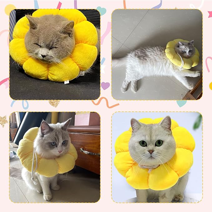 KUDES Cat Small Dog Recovery Collar, Cute Sunflower Neck Cone After Surgery - Image 4