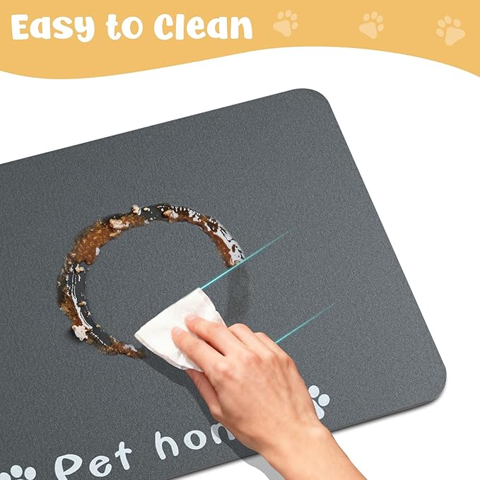 Dog Food Mat, Diatom Ooze Cat Water Mats Non Slip - Image 2