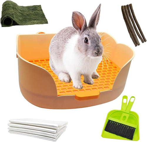 15.1"X11.0" Large Rabbit Litter Box, Plastic Square Rabbits Potty Trainer by MUYG
