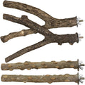 Bird Perch 4 PCS Natural Wood Stand Parakeet Toys Bird Cage Accessories by LiMio