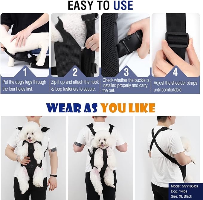 Pawaboo Pet Carrier Backpack, Pet Front Dog Cat Carrier Backpack, Legs Out - Image 2