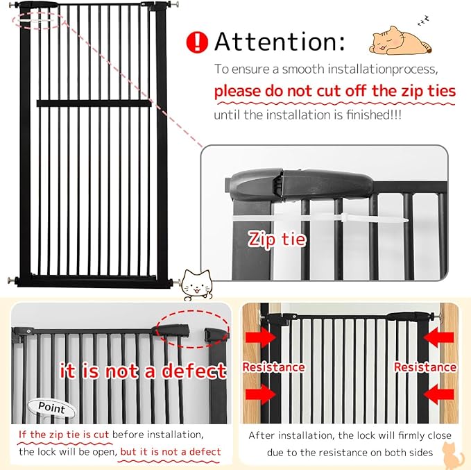 Lumizone Extra Tall Pet Gate 55.12" High Pressure Mounted 38.39"-42.51" Extra - Image 9