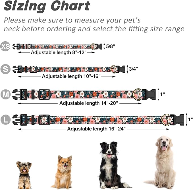 Reflective Dog Collar for Large Dogs, Cute Flower Theme Adjustable Heavy-Duty - Image 7