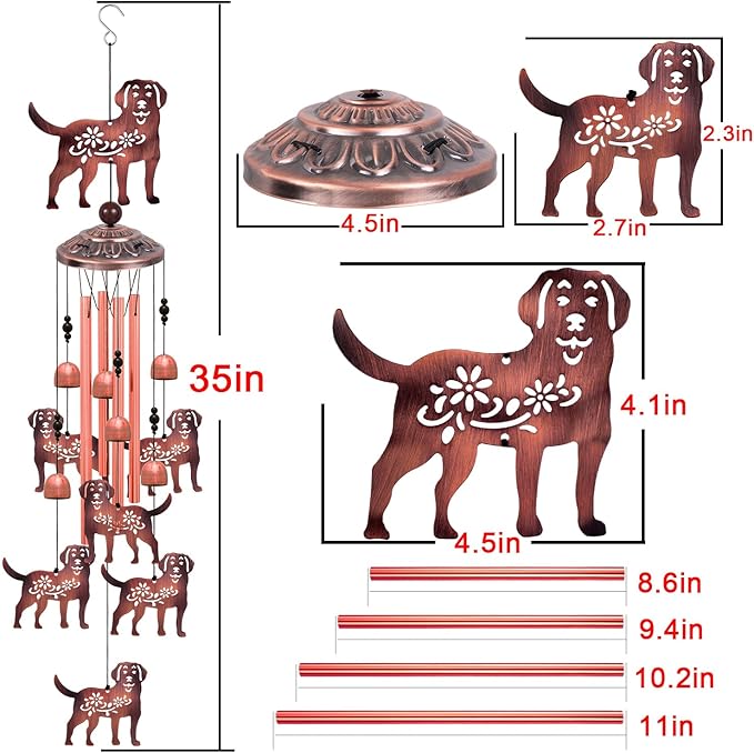 Outdoor Dog Wind Chimes, Gifts for Mom & Grandma & Woman & Family & Neighbor - Image 4