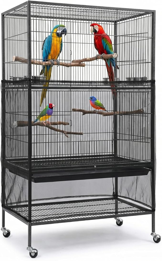 Large Bird Cage Cover Bird Cage Seed Catcher 118 x 31 Inches Adjustable Elastic by Unknown