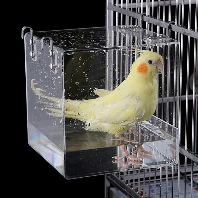 Big Bird Bath Cage, Cleaning Pet Supplies Cockatiel Bird Bathtub by EnoYoo