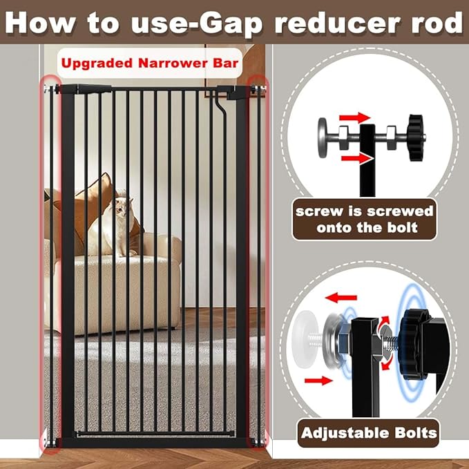 Fairy Baby 51.18" Extra Tall Cat Gate, 29.5"-32.6" Adjustable Width Auto Close - Image 6