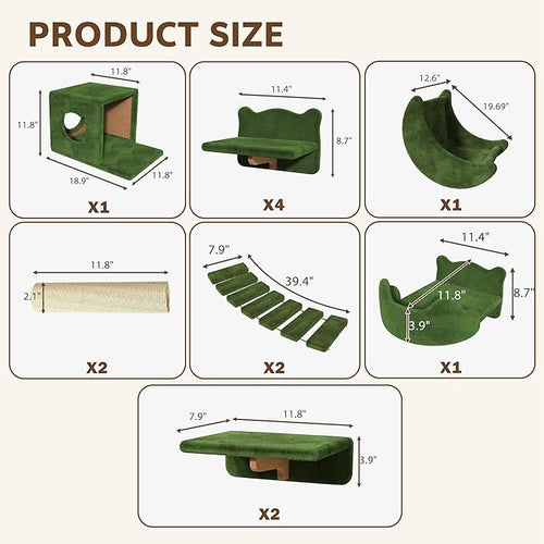 13-in-1 Cat Wall Shelves, Wall Mounted Cats Furniture Set - Image 2