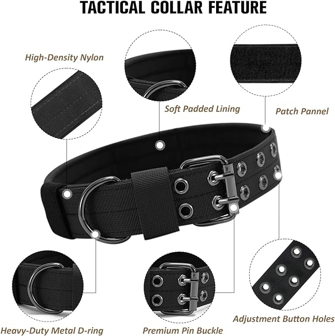 Tactical Dog Collar Military Adjustable Dog Collars Soft Nylon Training Collar - Image 4