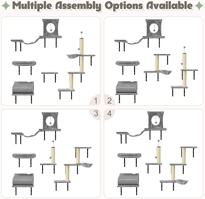 NUNU LAB 7-in-1 Wall Mounted Cat Climber Set, Cat Wall Furniture Set - Image 5