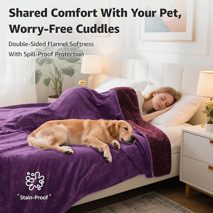 LOOBANI Waterproof Blanket for Bed: Reversible Soft Flannel Queen Bed Blanket - Image 2
