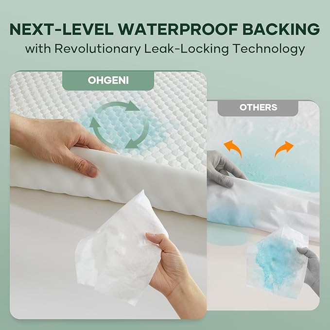 OhGeni 100% Waterproof Mattress Protector, Twin XL Size Mattress Soft Pad - Image 3
