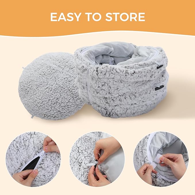 PEQULTI Cat Tunnel with Bed for Indoor Cats, Cat Play Donut Tunnel with - Image 5