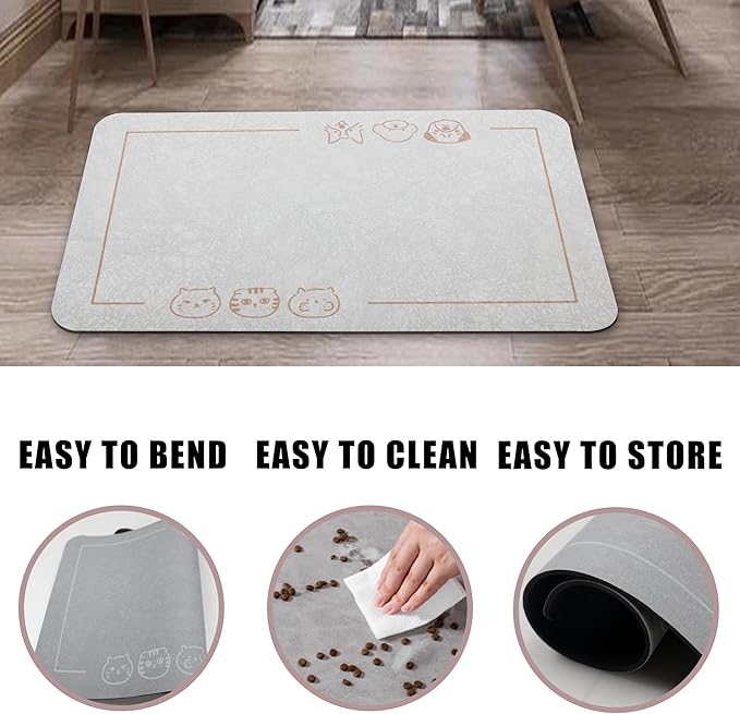 YCT Cat Pet Food Mat, Cat Feeding Mat, Non-Slip Bottom Absorbent Pet Mat - Image 5