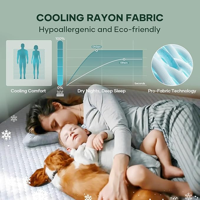 OhGeni 100% Waterproof Mattress Protector, Full Size Mattress Soft Pad - Image 4