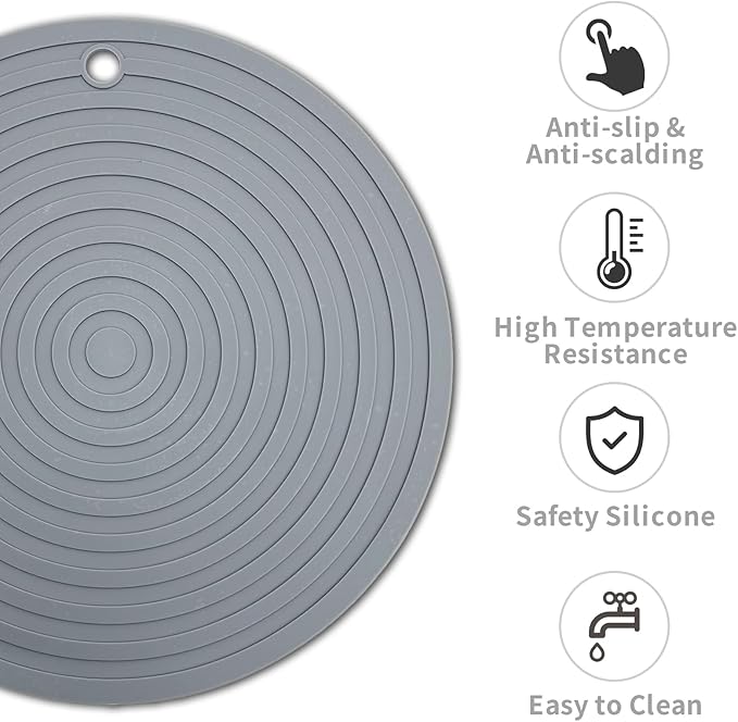 Fhiny 3PCS Silicone Pet Food Mat, 9.5" Round Waterproof Non-Slip Dog Cat Bowl - Image 3