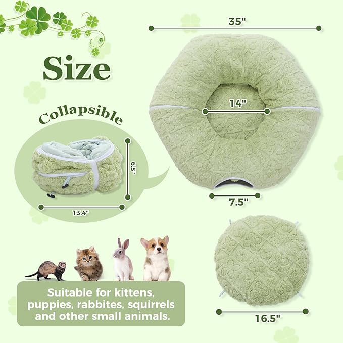 PEQULTI Cat Tunnel with Bed for Indoor Cats, Cat Play Donut Tunnel with - Image 3