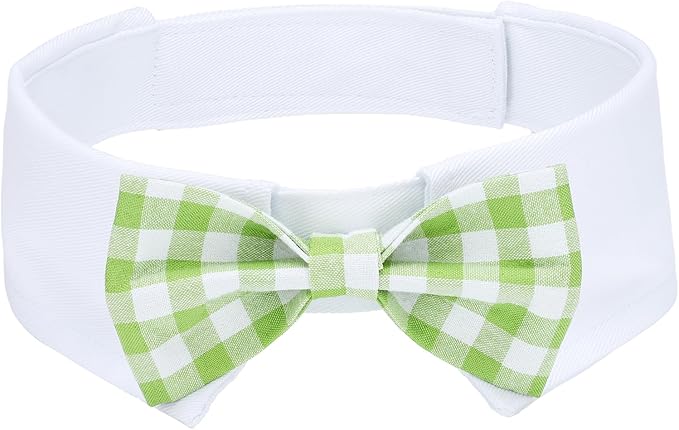 Segarty Dog Bow Tie for Neck Girths 16.5-21.2in, Adjustable Green Plaid Bowtie by Segarty
