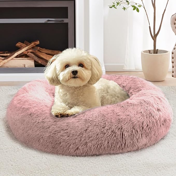JOLLYVOGUE Calming Dog Bed Medium Size Dog, Anti-Anxiety Donut Medium Pet Bed by JOLLYVOGUE