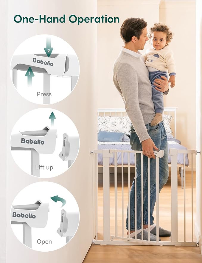 Babelio Baby Gate for Doorways and Stairs, 36“ Tall Pet Gate, PressGuard P7 - Image 4