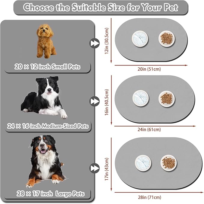 Dog Feeding Mat 24''x16'', Absorbent Pet Food Mat, No Stains Quick Dry Pet - Image 4