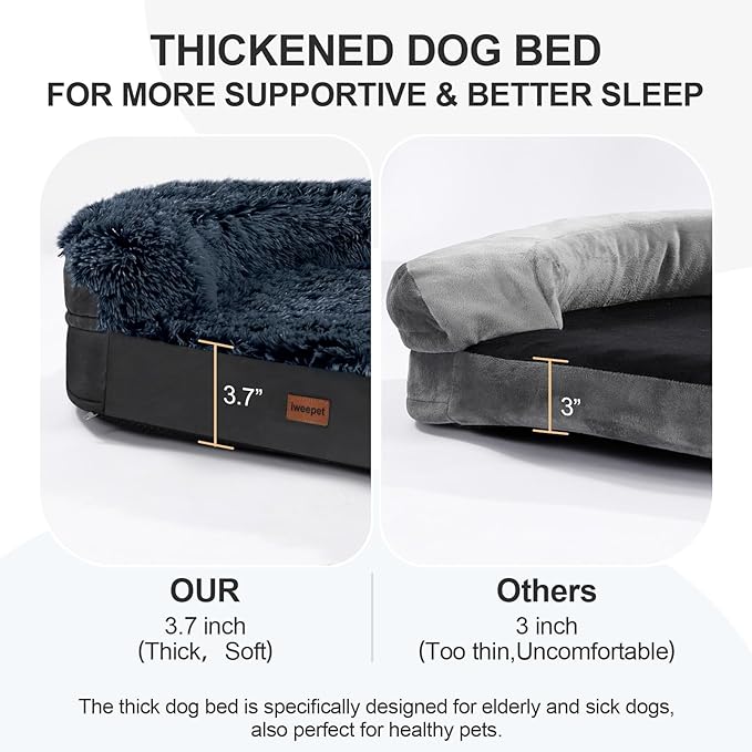 Black Dog Beds for Large Dog, Removable and Washable Cover, Raised Reboundable - Image 3