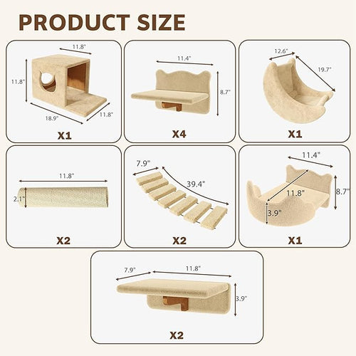 13-in-1 Cat Wall Shelves, Wall Mounted Cats Furniture Set - Image 2