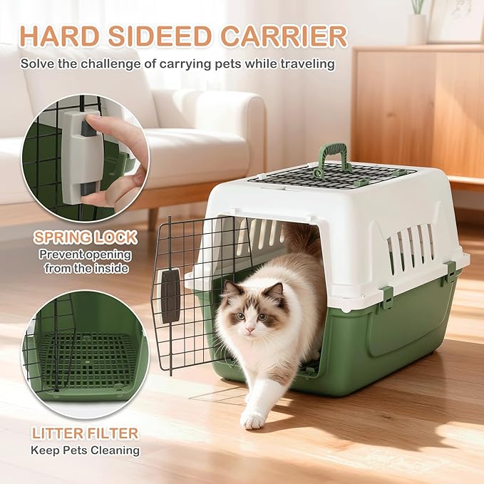 MoNiBloom 22-Inch Dog Crate Plastic 2-Door Top Loading Cat Carrier, Hard-Sided - Image 3