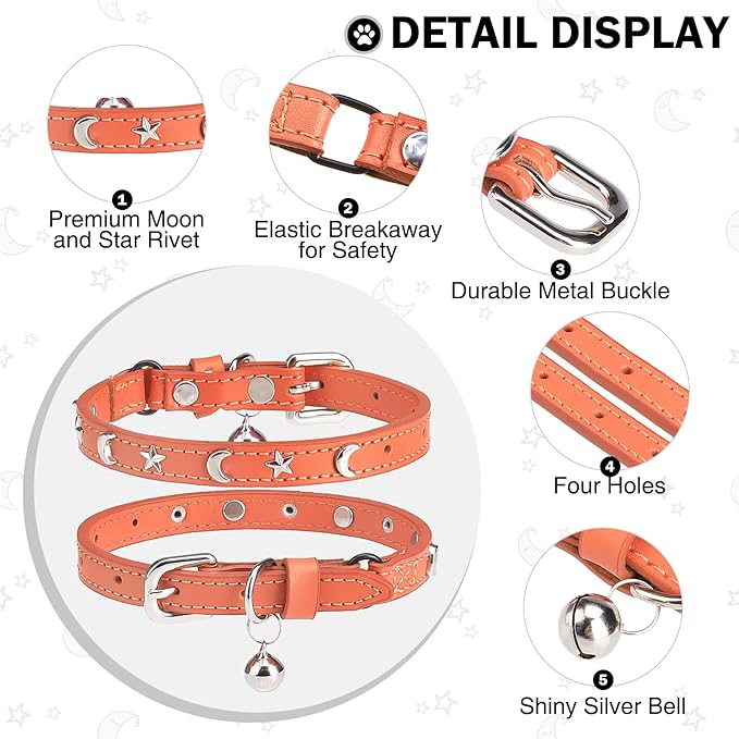 Leather Cat Collars for Boy Girl Cats - Image 2
