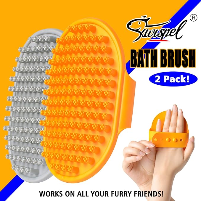Dog Grooming Brush, Pet Shampoo Bath Brush Shedding Soothing Massage Rubber Comb - Image 2