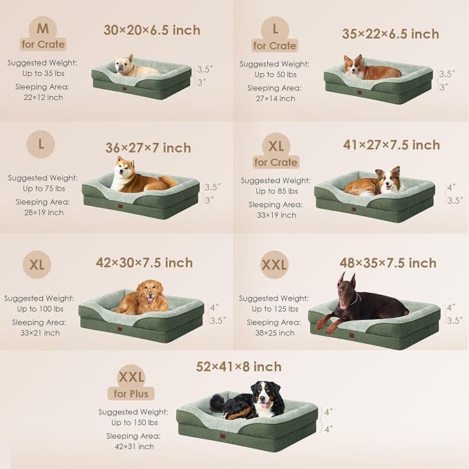 EHEYCIGA Orthopedic Dog Bed for Medium Dog, Waterproof Liner & Washable - Image 5