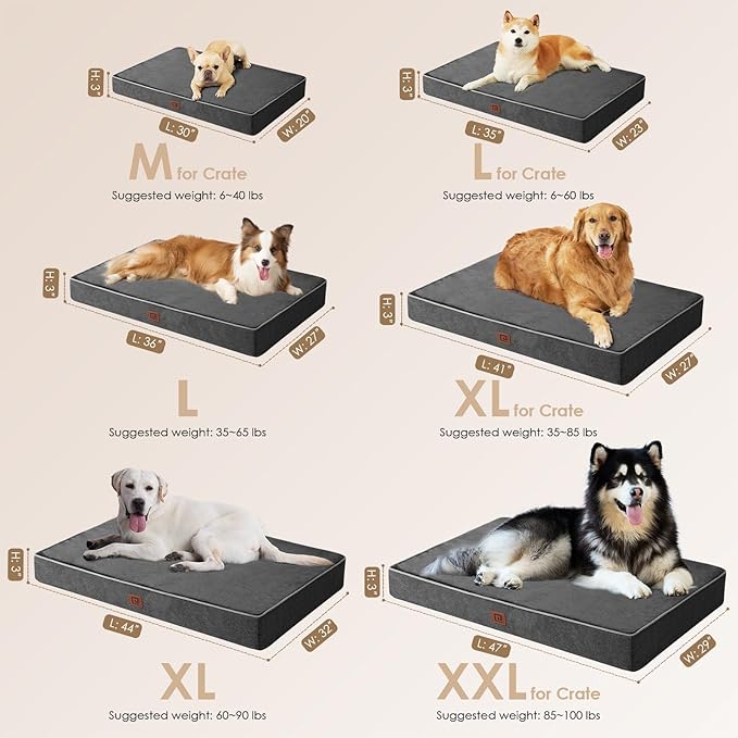 EHEYCIGA Waterproof Dog Bed Orthopedic 30"x20", Memory Foam Pet Bed - Image 3