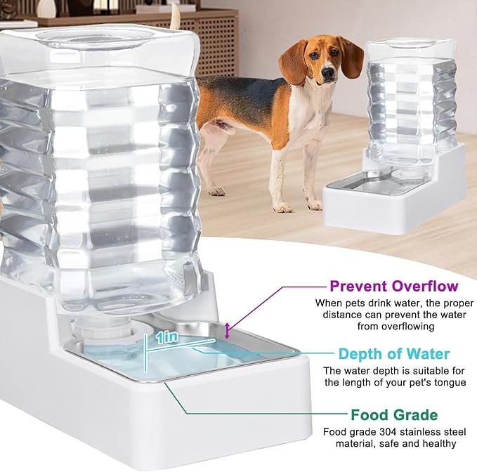 Dog Cat Water Dispenser: 8L White Upgraded Gravity Feeder - Image 5