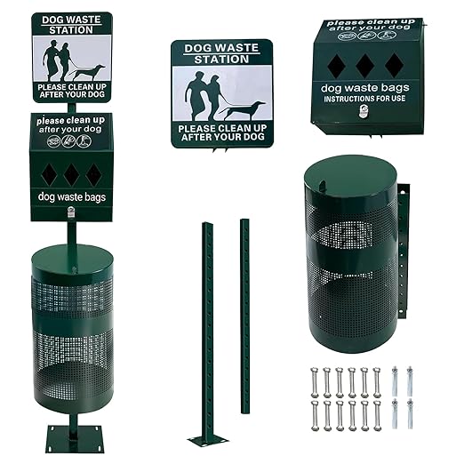 Dog Waste Station, 12 Gallons Pet Waste Bin, Outdoor Dog Waste Disposal System by Unknown