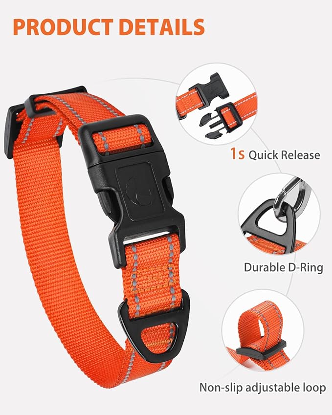 Joytale Large Dog Collar, Reflective and Adjustable Nylon Pet Collar - Image 4