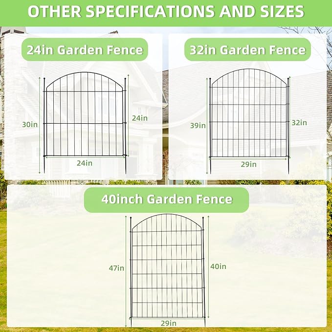 Decorative Garden Fence 24in x10ft, 5 Pack No Dig Fence Animal Barrier - Image 9
