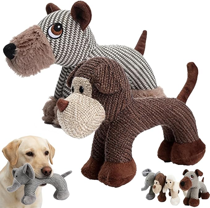 Linen Safari Companions, Squeaky Dog Chew Animals, by Unknown