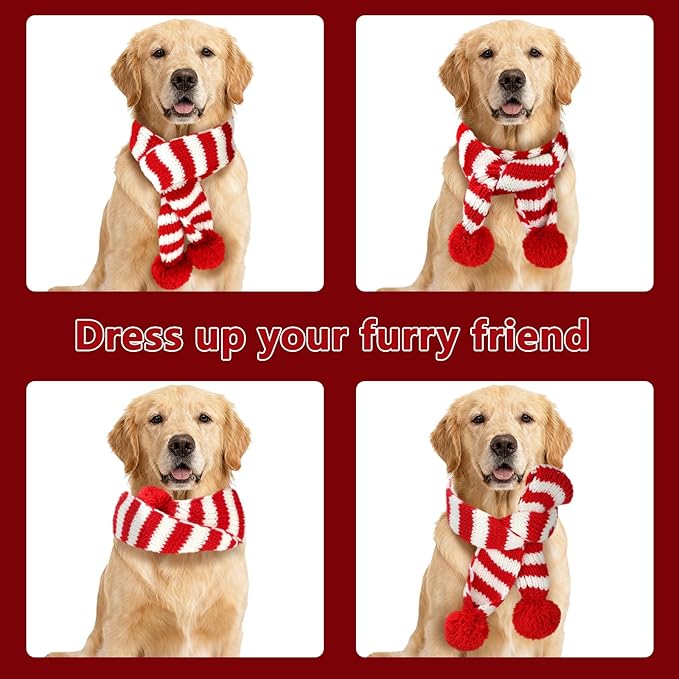BWOGUE 2-Piece Knitted Dog Christmas Scarf & Bandana - Image 4