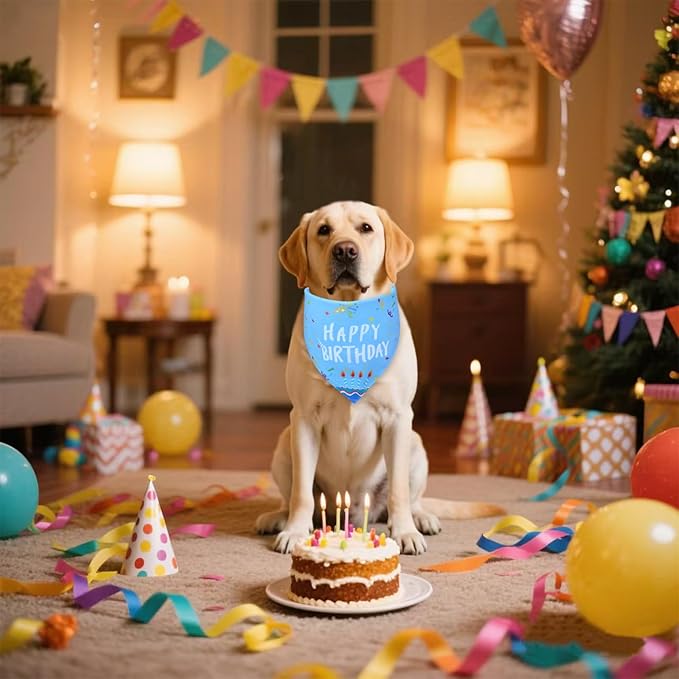 Dog Birthday Bandana Boy for Large X-Large Dogs, Reversible 2 Patterns in 1 - Image 5