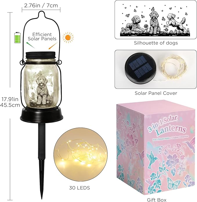 kyoryuger Goldendoodle Gifts for Women/Men Poodle Solar Lanterns Dog Mom - Image 7