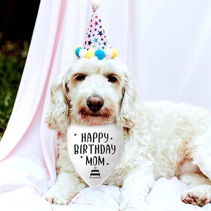 Happy Birthday Mom Dog Bandana Dog Funny White Happy Birthday Bandana - Image 4