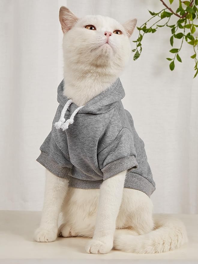 QWINEE Basic Dog Hoodie Sweatshirt Puppy Sweater Warm Cat Costumes Pet Clothes - Image 7