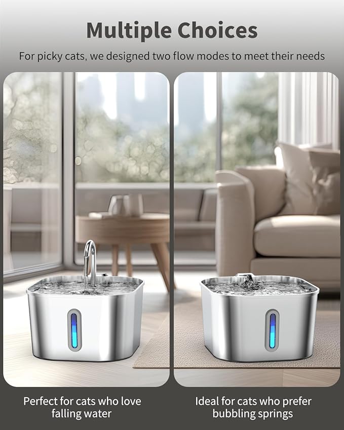 Cat Water Fountain Stainless Steel, 74oz/2.2L Automatic Cat Drinking Fountain - Image 4