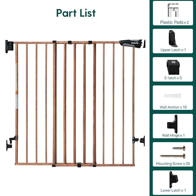 Babelio Baby Gate for Stairs & Doorways, 26-43" W 28" H No Bottom Bar| Easy - Image 7