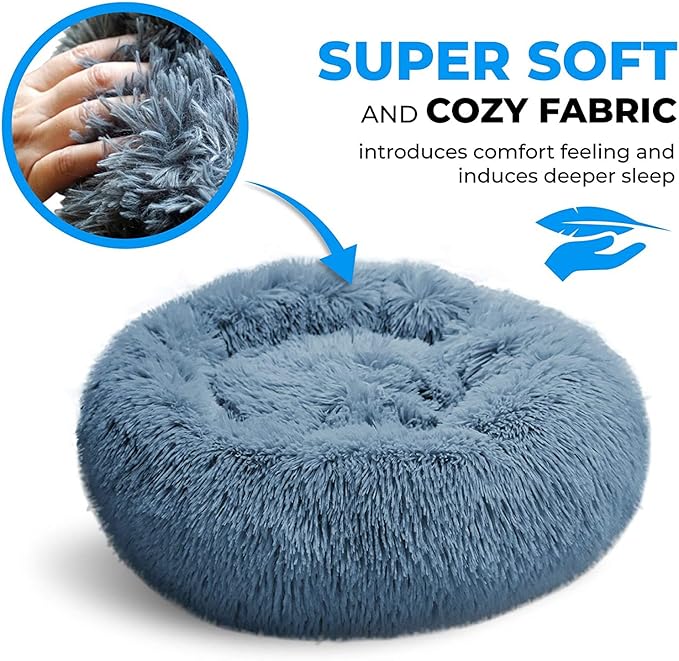 Whiskers & Friends Dog Bed, Round Fluffy Dog Beds - Image 4