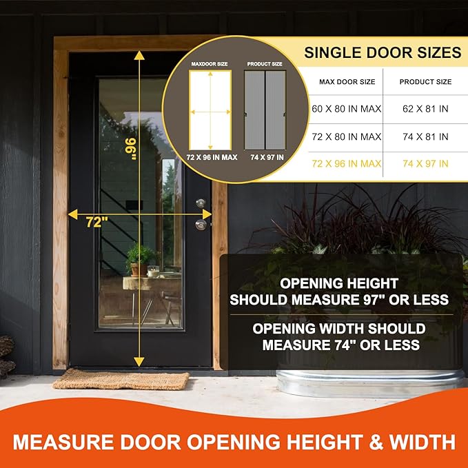 Fiberglass Magnetic Screen Door Fit Door Size 72 x 96 in- Heavy Duty Fiberglass - Image 2